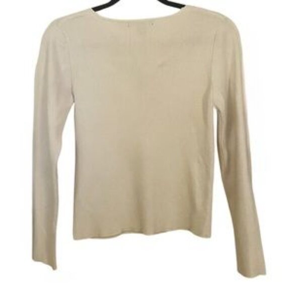 Women’s Cream V-Neck Sweater - Picture 2 of 4